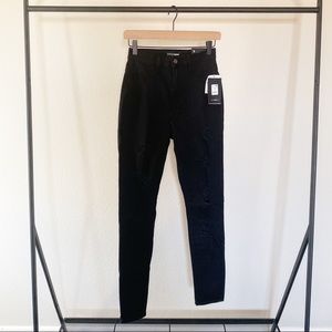 Fashion Nova Black High Waist Distressed Jeans